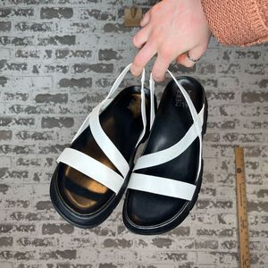 Naturalizer | women white striped jubalee sandals with black soles